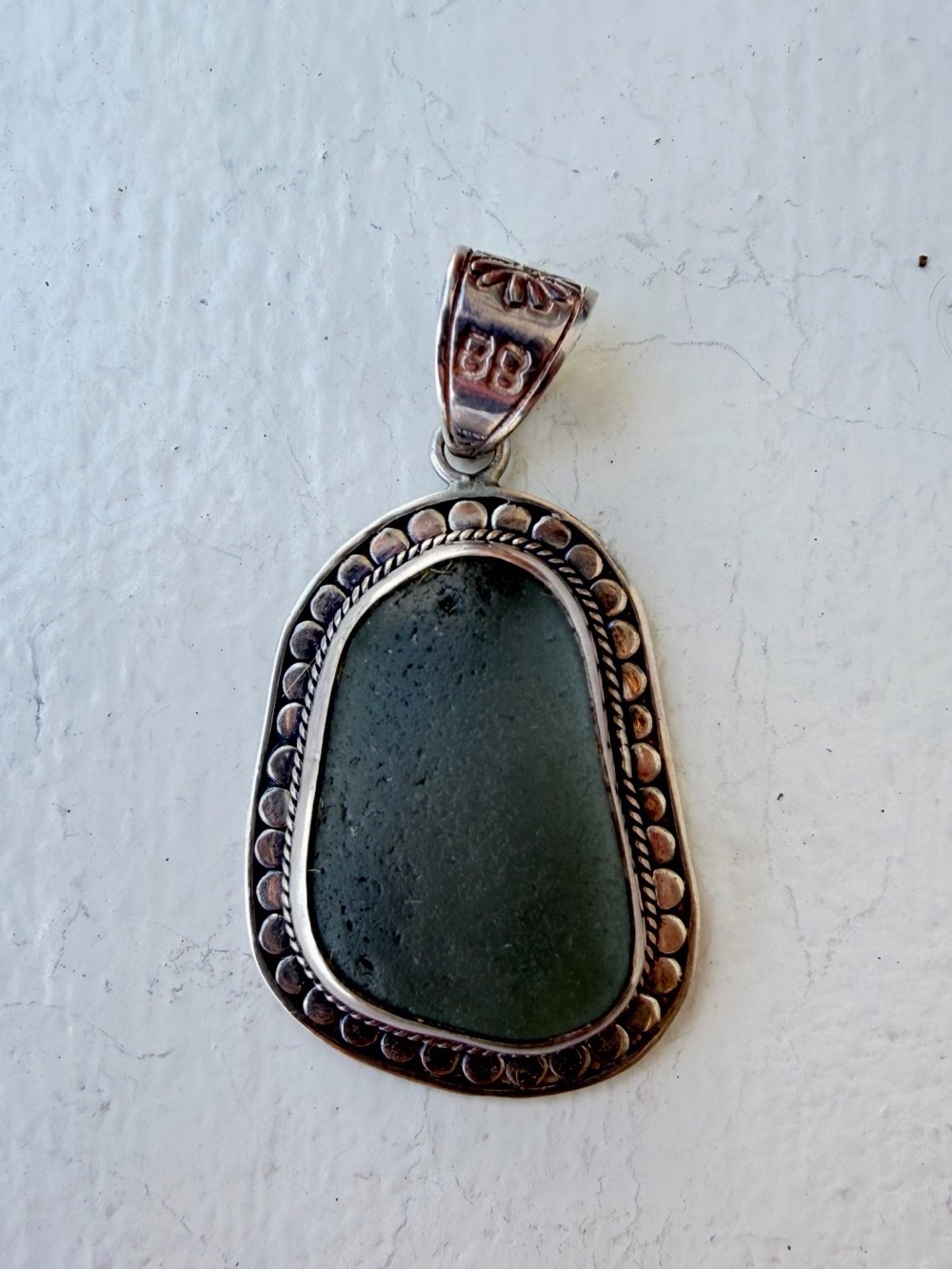 Sterling Silver Gray Sea Goass Pendant